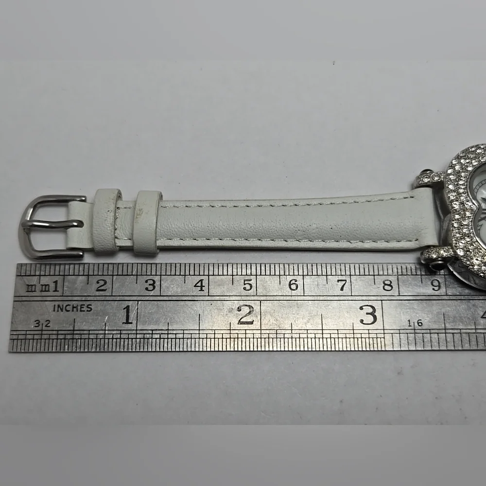 Womens Vintage Da Vanci Heart Watch White MOP Rhinestones Crystals New Battery